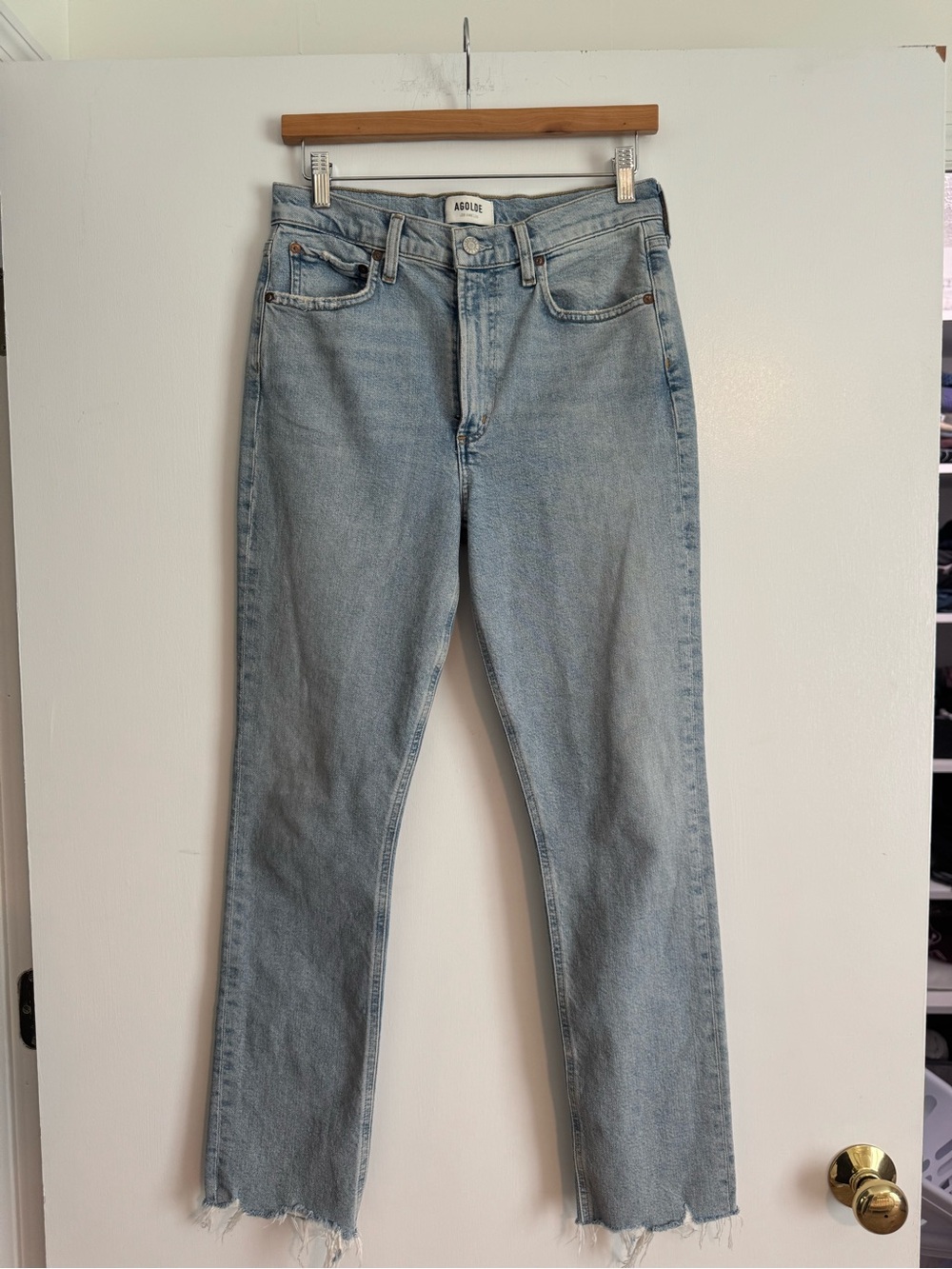 Agolde Light Blue High-Rise Straight Jeans